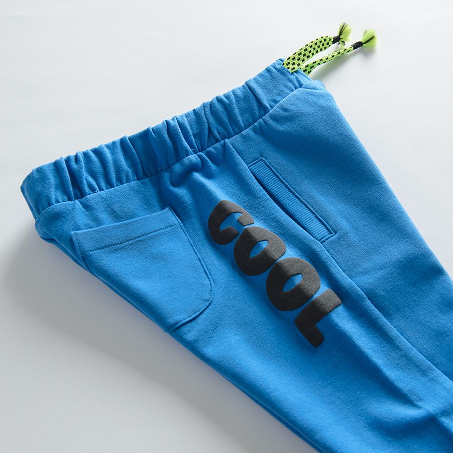 Blue jogging pants with adjustable waist