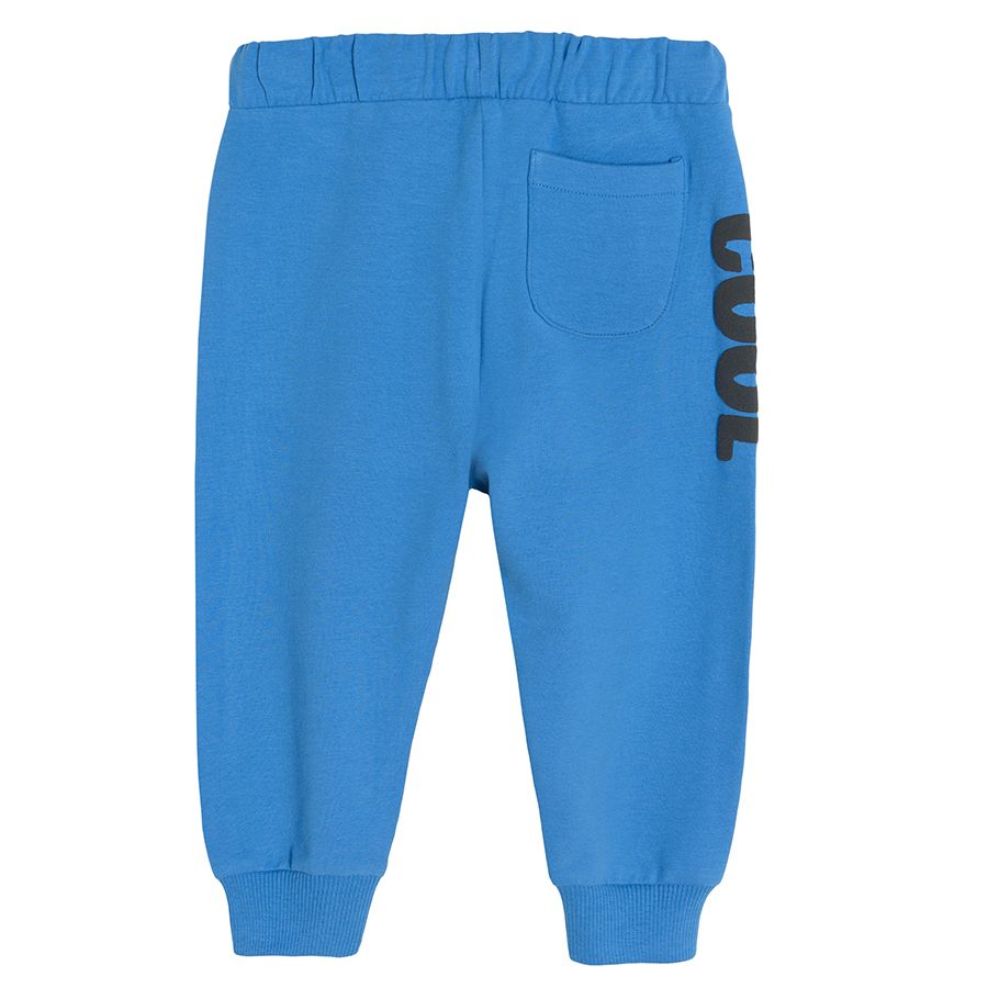 Blue jogging pants with adjustable waist