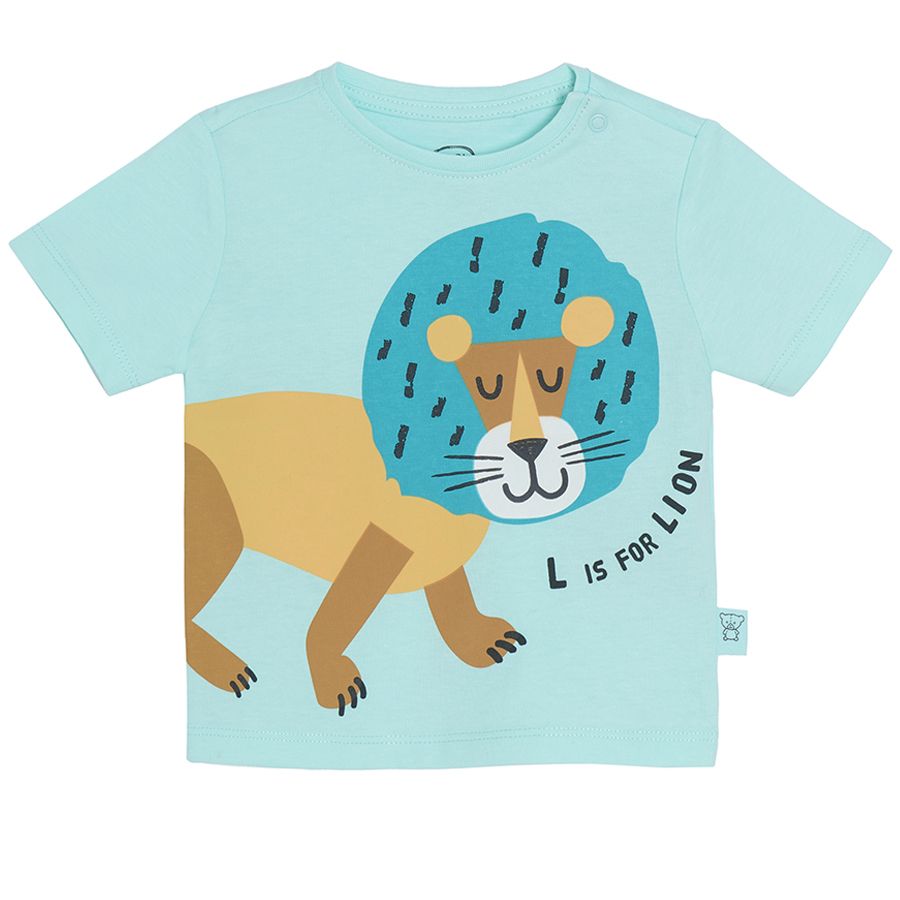 Light mint short sleeve T-shirt with lion print