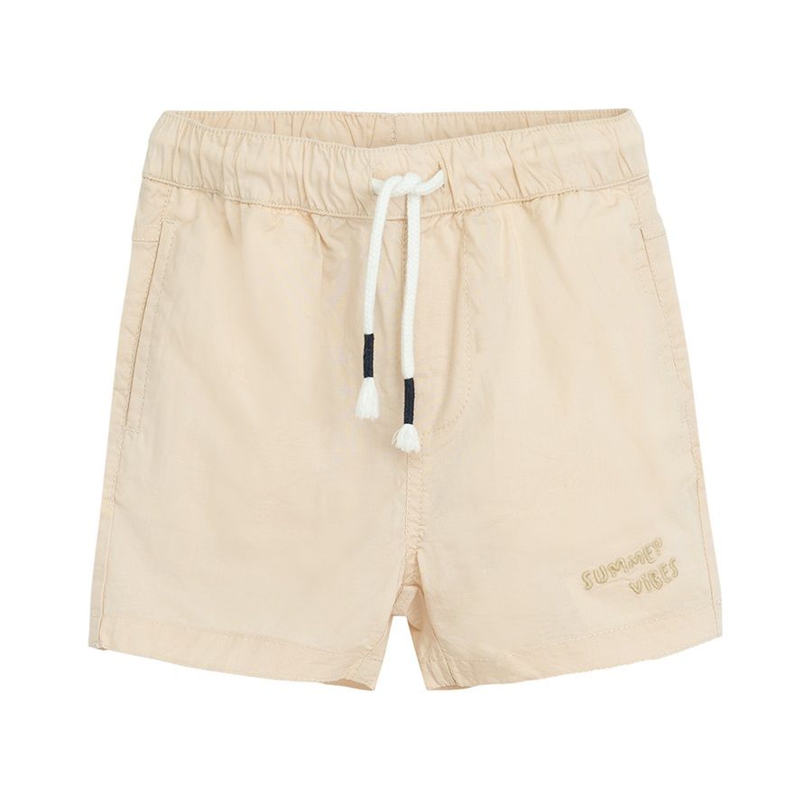 Light beige shorts with adjustable waist