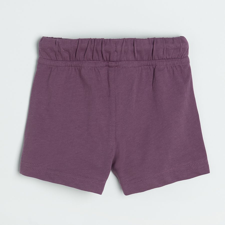 Purple shorts with adjustable waist