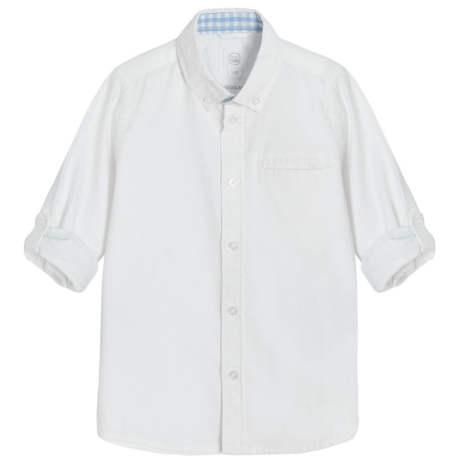 White classic long sleeve button down shirt