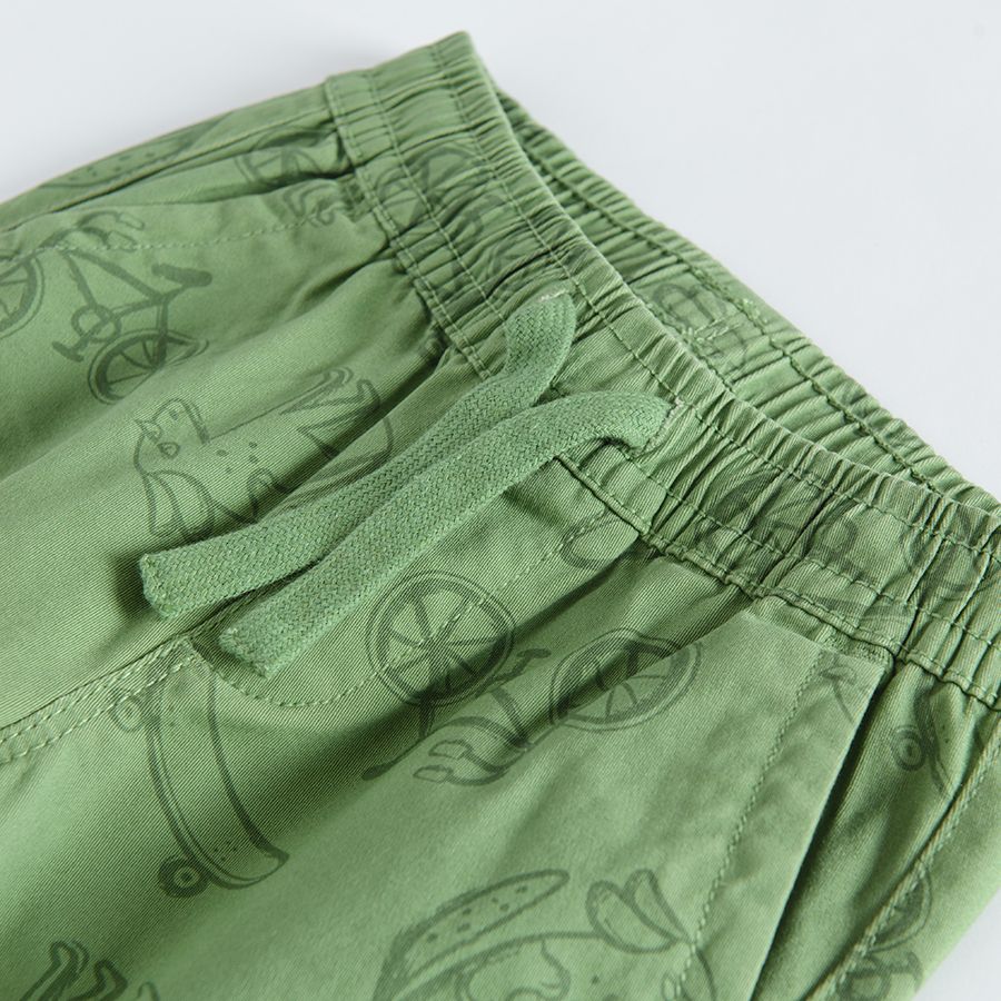 Παντελόνι πράσινο με λάστιχο και θέμα παιχνίδια
