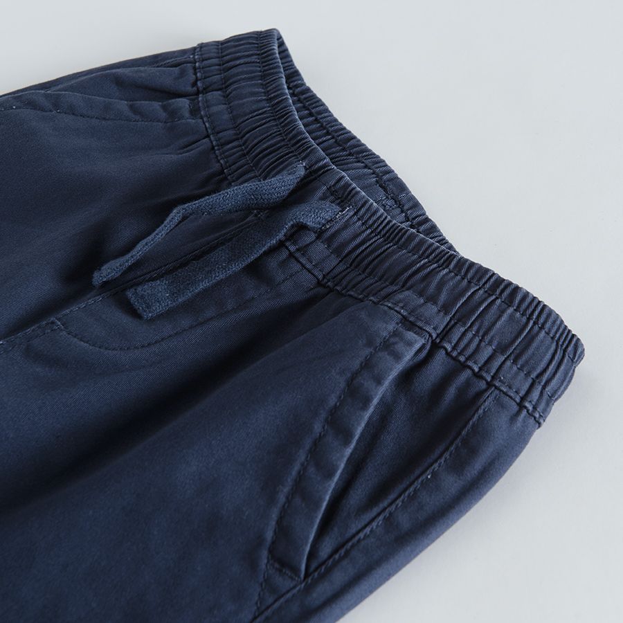 Navy blue trousers with adjustable waist