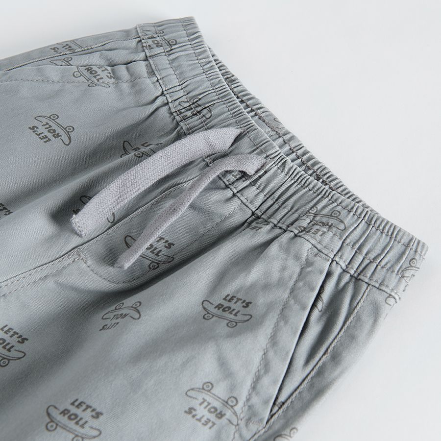 Grey trousers with adjustable waist