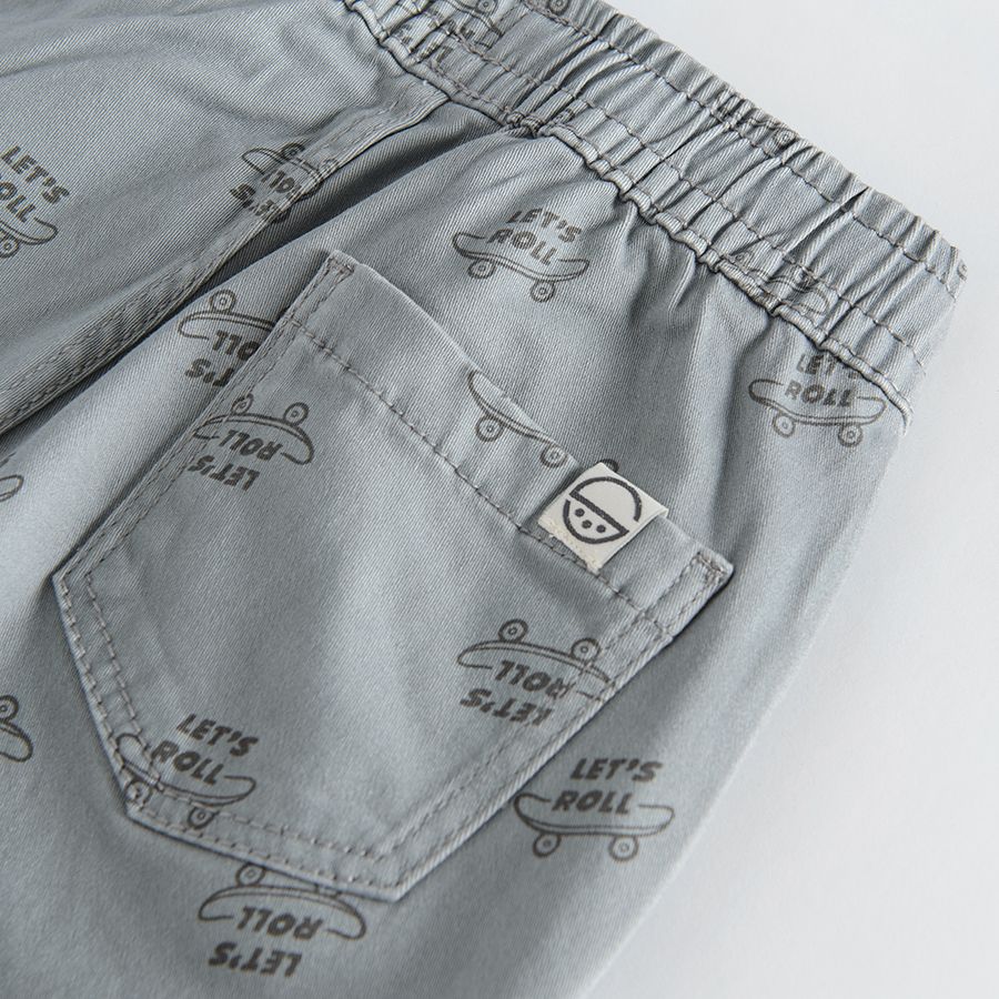 Παντελόνι γκρι με λάστιχο τσέπες και σχέδιο skateboard