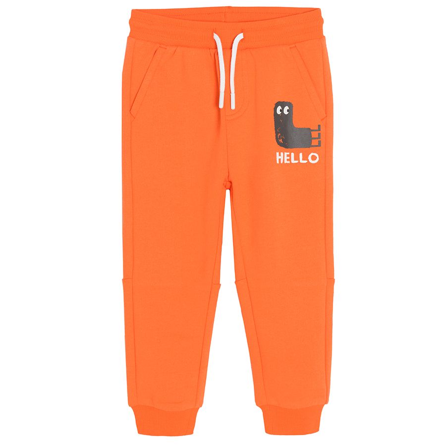 Orange and grey jogging pants with adjustable waist - 2 pack