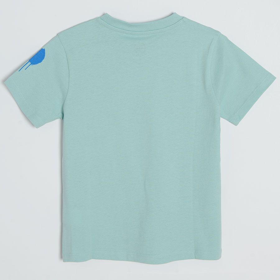 Light mint short sleeve T-shirt with dinosaur print