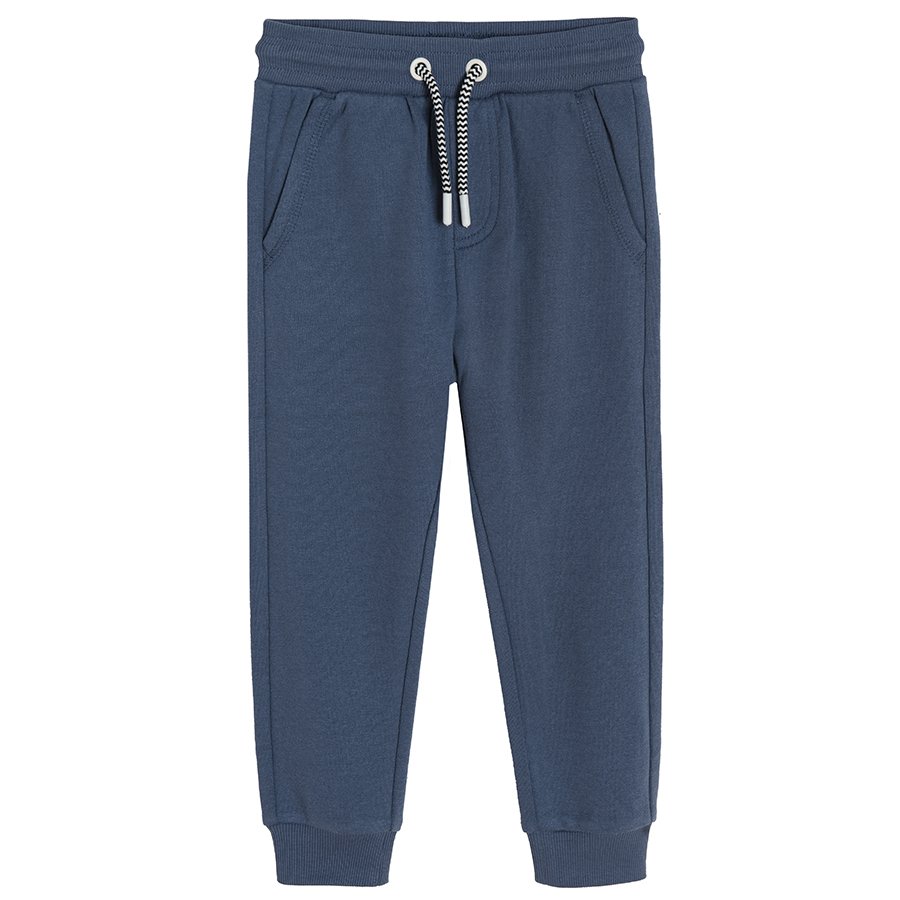Blue jogging pants with adjustable waist