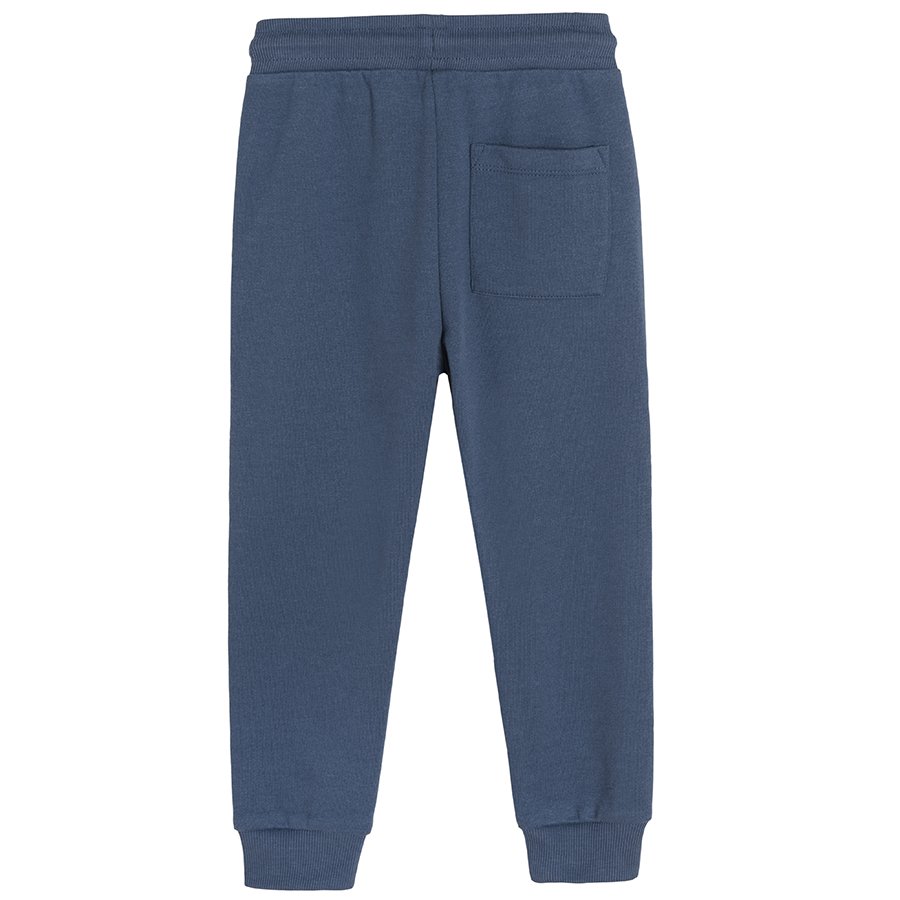 Blue jogging pants with adjustable waist
