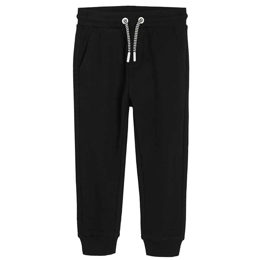 Black jogging pants with adjustable waist