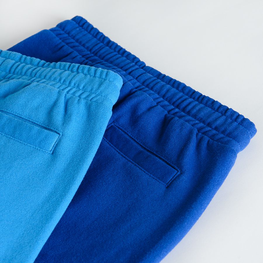 Blue and navy blue jogging pants with adjustable waist 2 pack