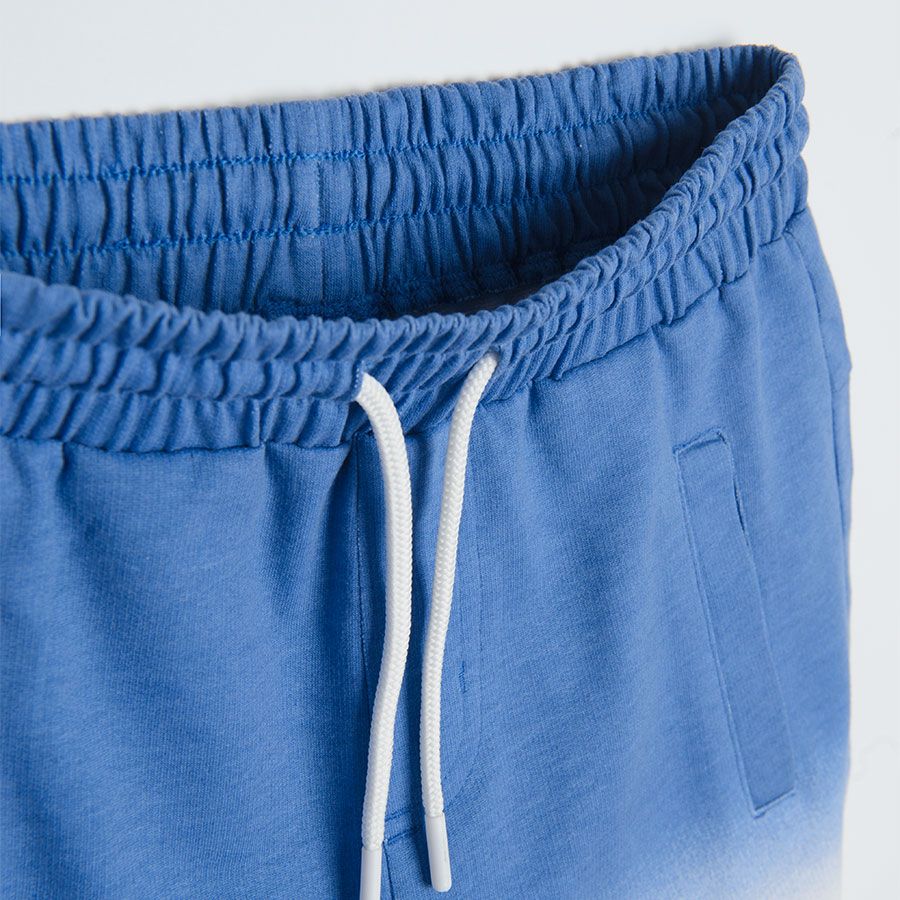 Shades of blue shorts with adjustable waist and pockets