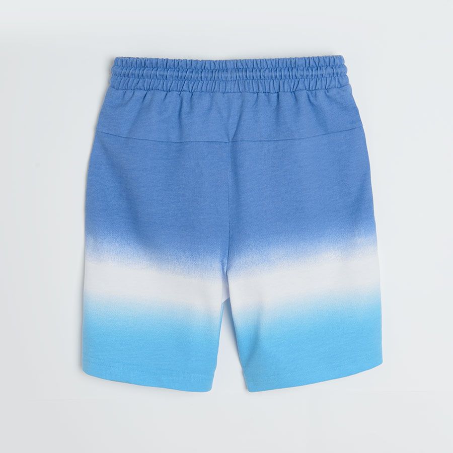 Shades of blue shorts with adjustable waist and pockets