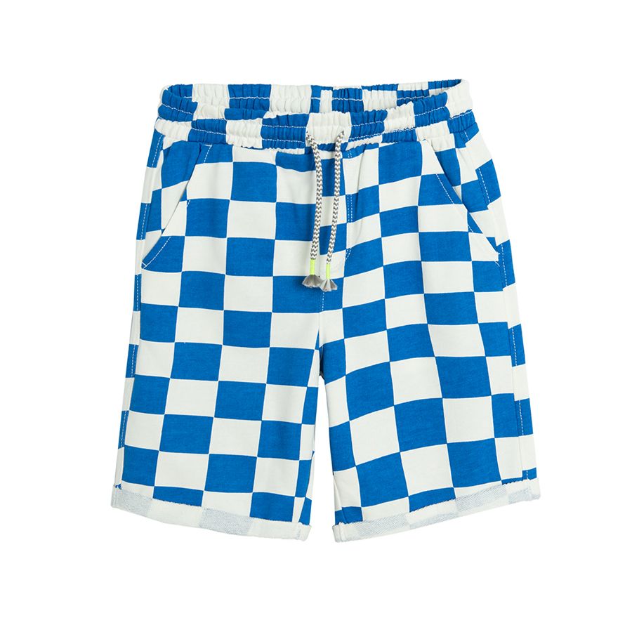 Checked vermuda shorts with adjustable waist