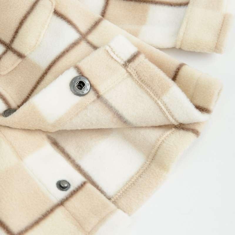 Ecru brown checked button down shirt