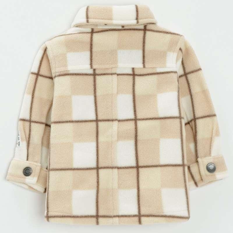 Ecru brown checked button down shirt