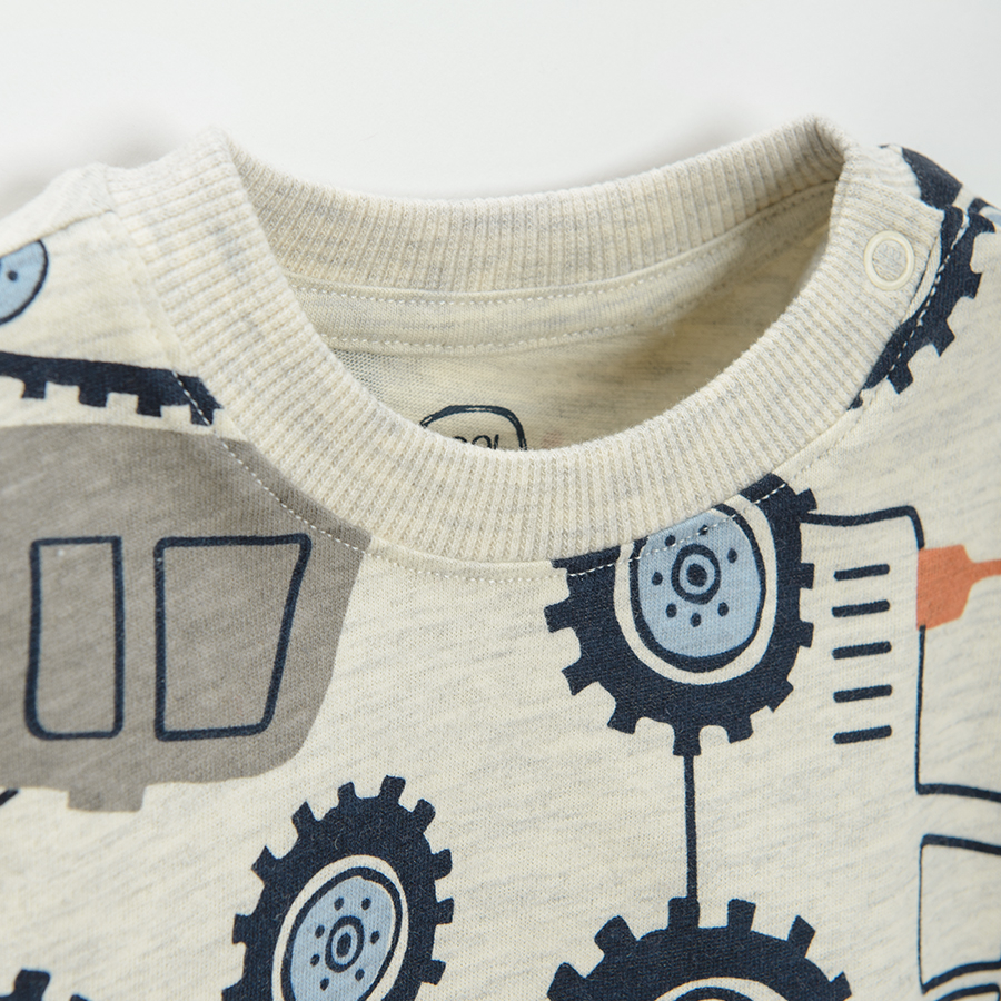 cru long sleeve blouse with trucks print