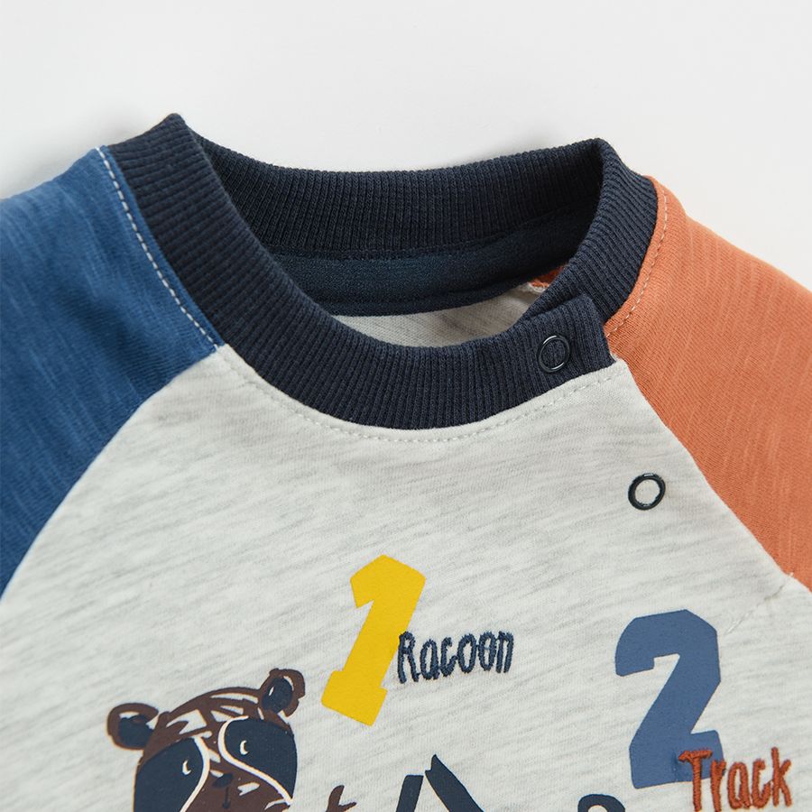 Long sleeve blouse with wild animals, numbers and trucks print