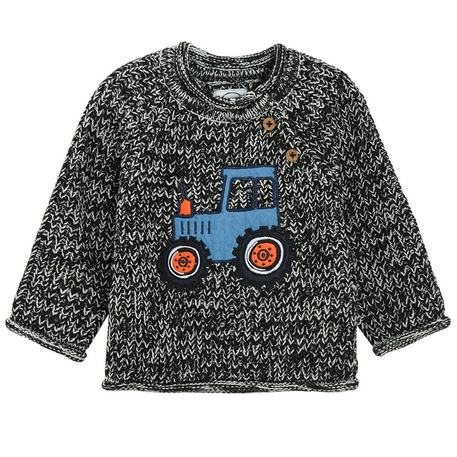 Grey sweater with truck print