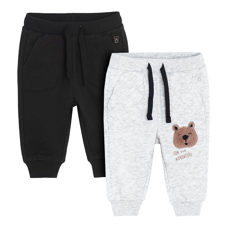 Black and greyjogging pants with quilt pockets