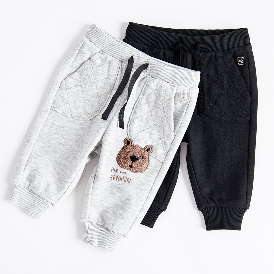 Black and greyjogging pants with quilt pockets