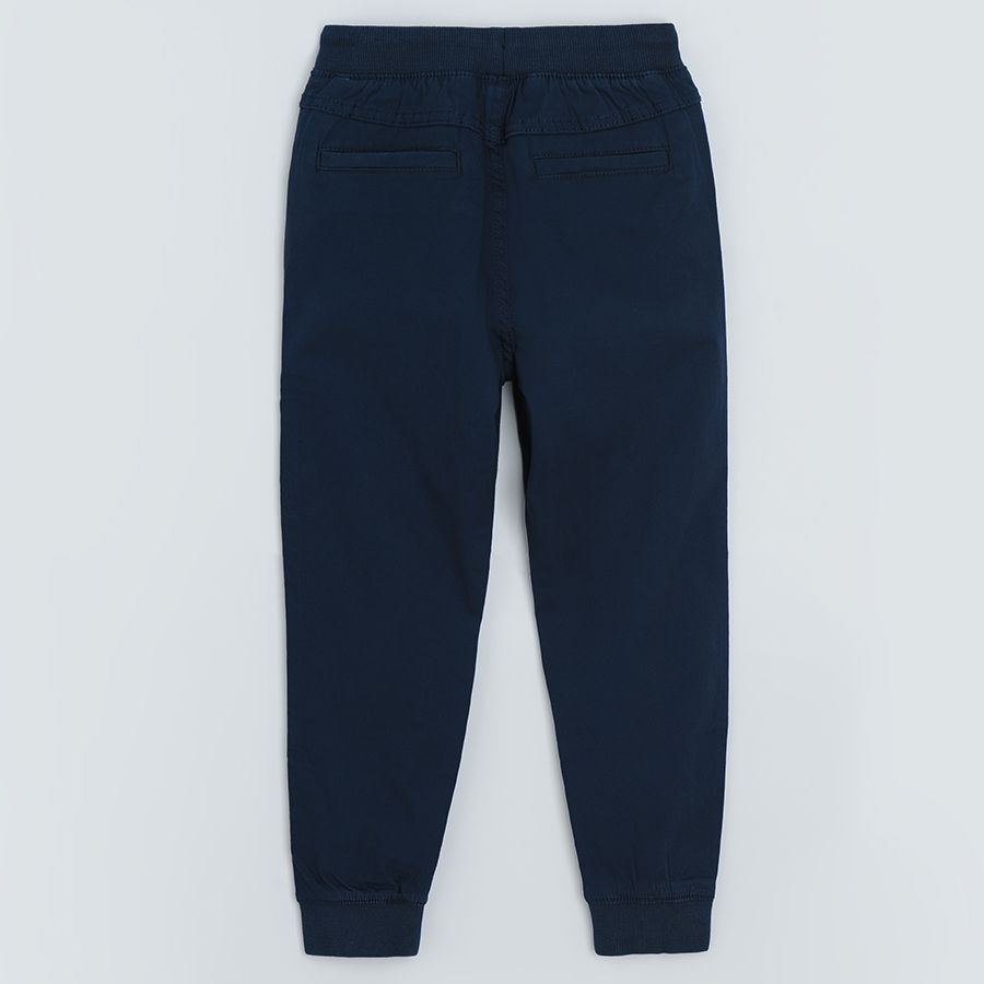 Black trousers with adjustable waist