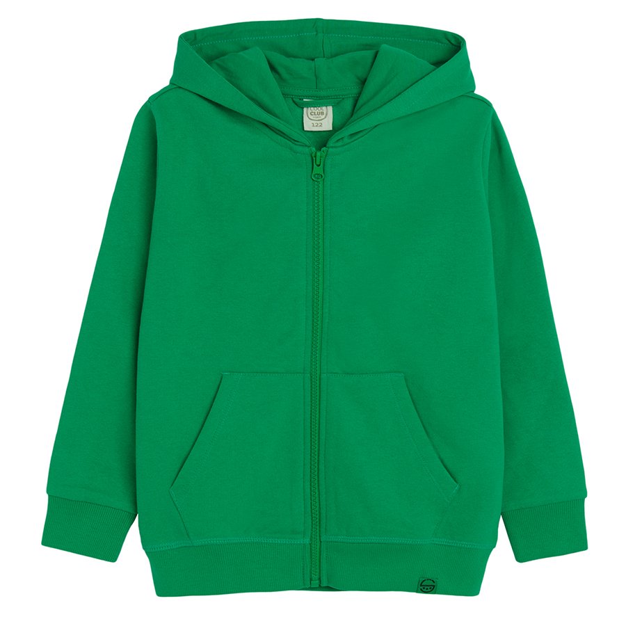 Green hooded zip through sweatshirt