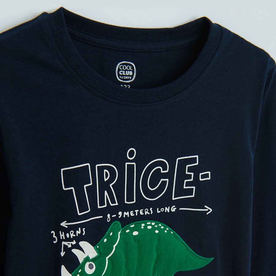 Blue sweatshirt with triceratop print