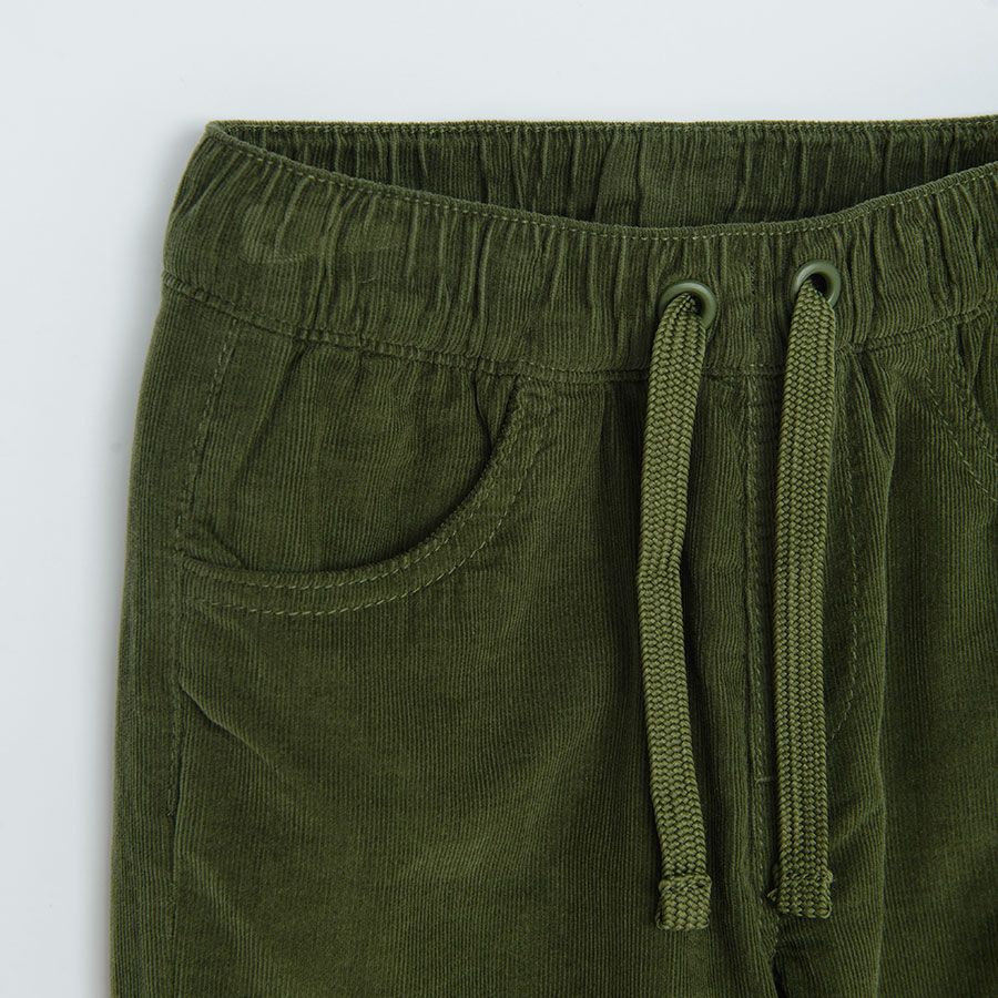 Dark green corduroy pants with fleece lining