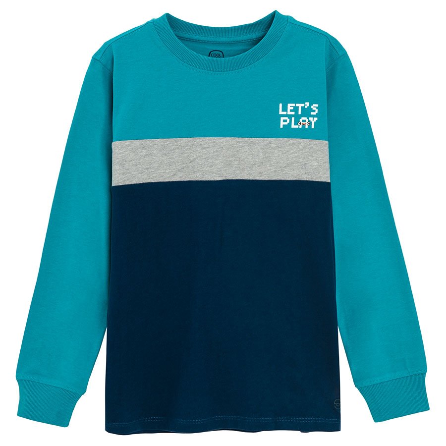 Blue, grey and green stripes sweatshirt