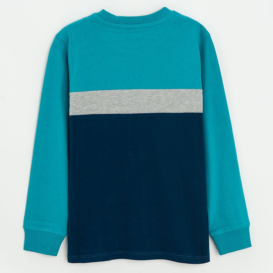 Blue, grey and green stripes sweatshirt