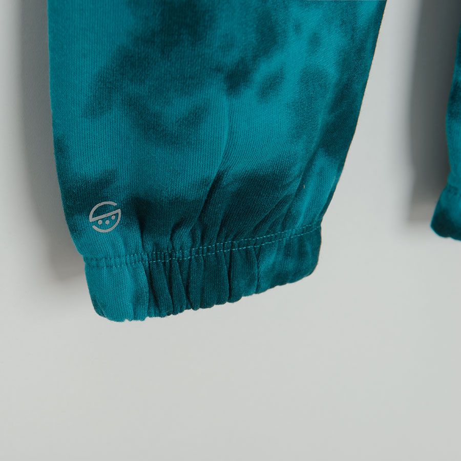 Blue tie dye jogging pants with elastic waist