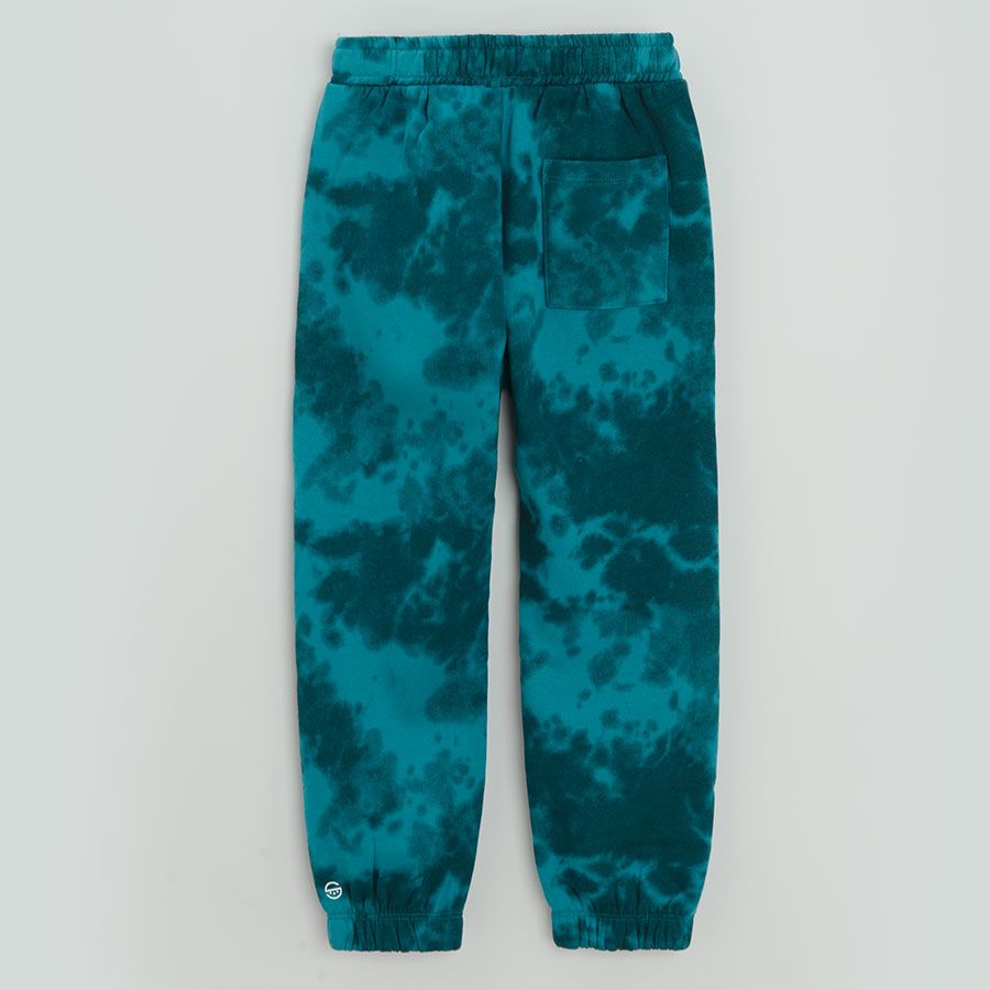 Blue tie dye jogging pants with elastic waist