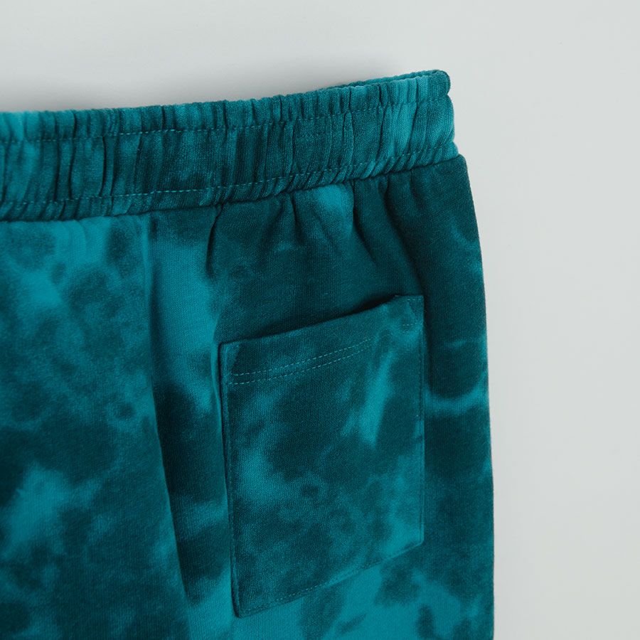 Blue tie dye jogging pants with elastic waist