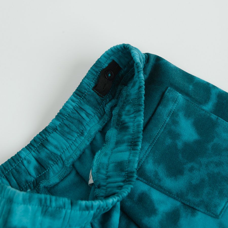 Blue tie dye jogging pants with elastic waist