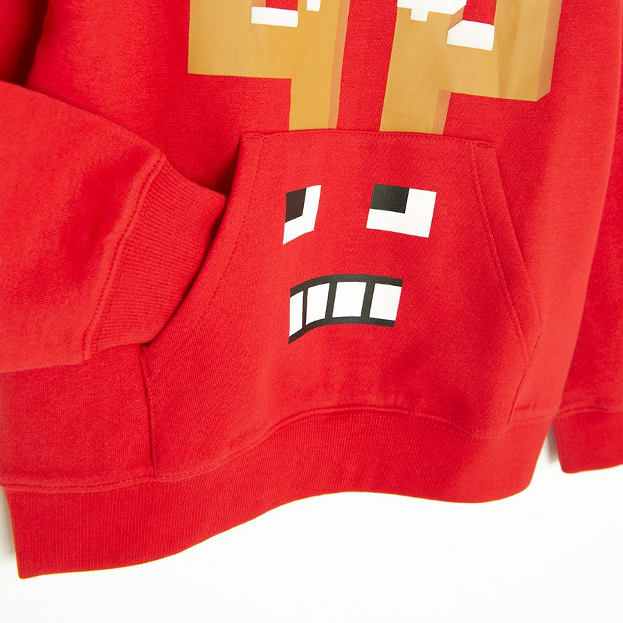 Red sweatshirt with raindeep print