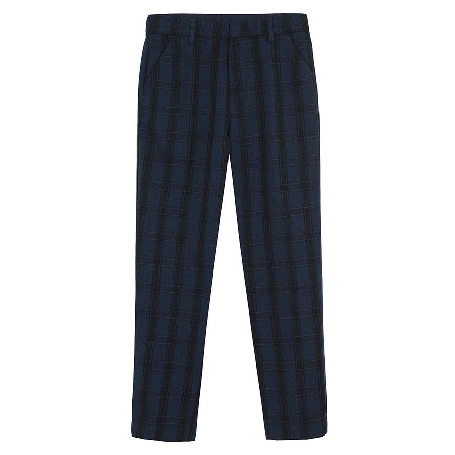 Blue checked formal trousers