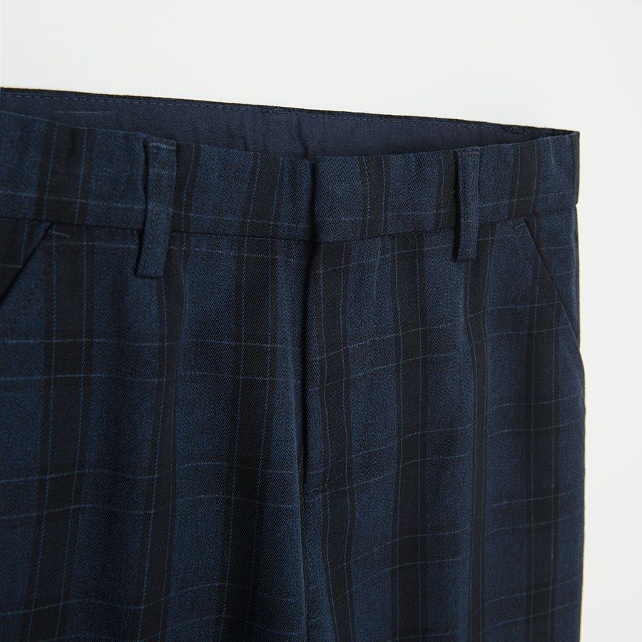 Blue checked formal trousers