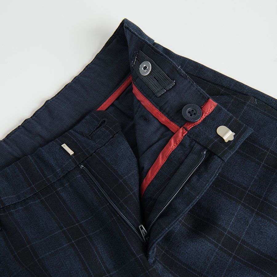 Blue checked formal trousers