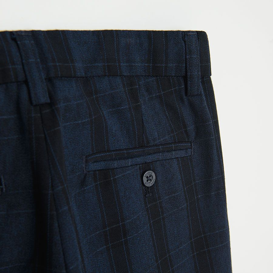 Blue checked formal trousers