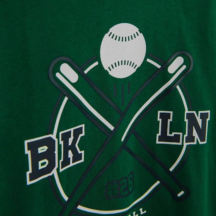 Μπλούζα μακρυμάνικη πράσινη και μαύρη με στάμπα BROOKLYN BASEBALL