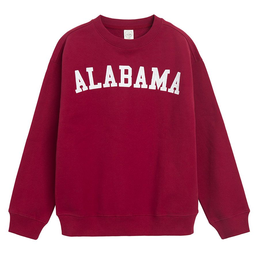 Φούτερ μακρυμάνικο μπορντό με στάμπα ALABAMA