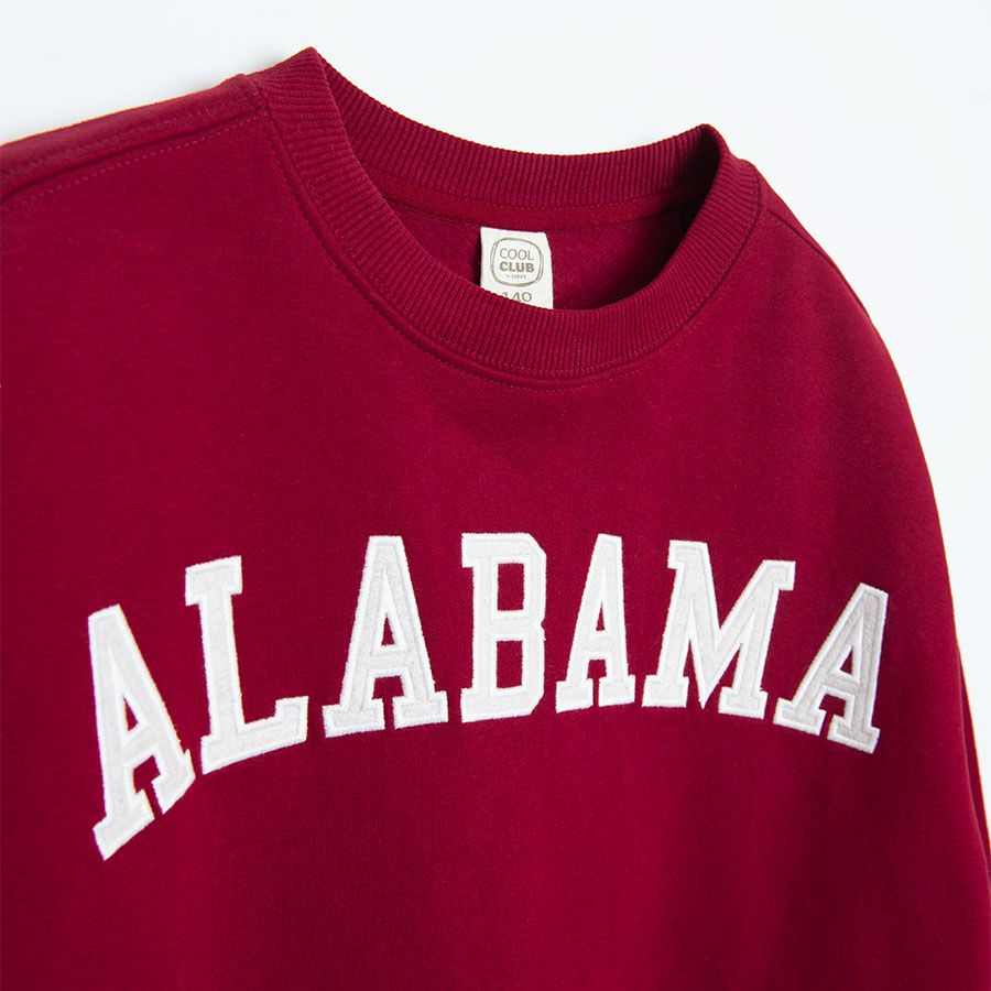 Φούτερ μακρυμάνικο μπορντό με στάμπα ALABAMA