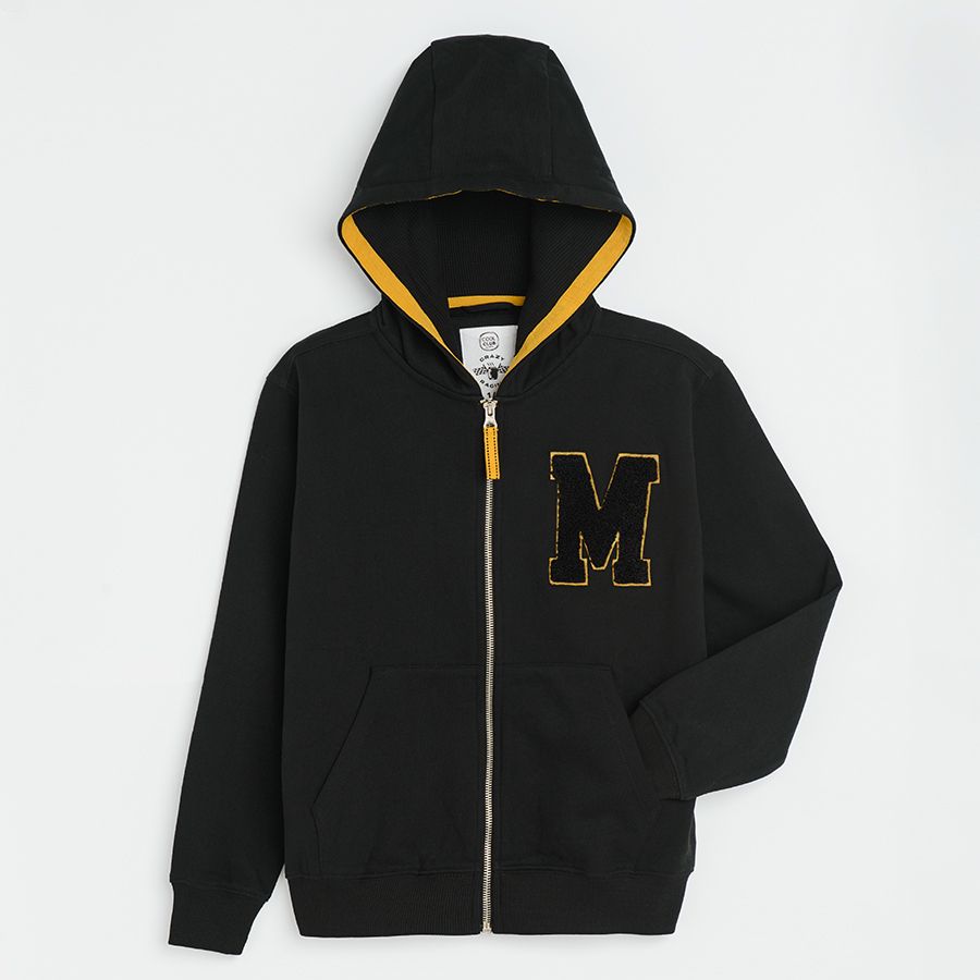 Black hooded zip through sweatshirt