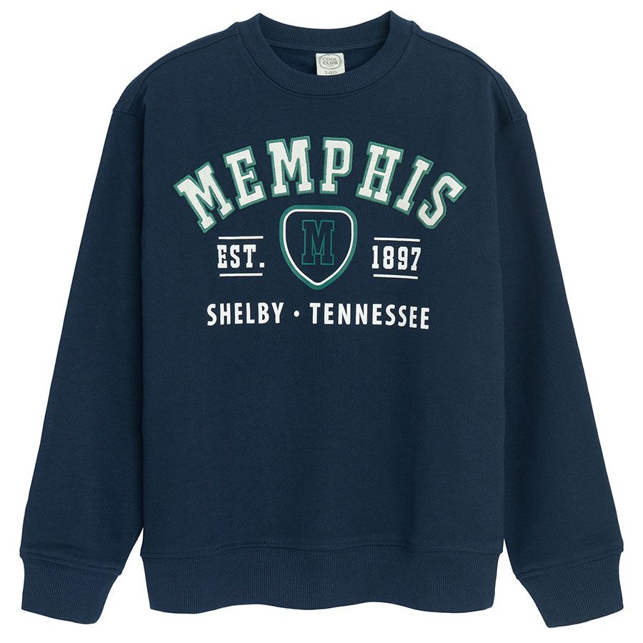 Μπλούζα μακρυμάνικη μπλε με στάμπα MEMPHIS