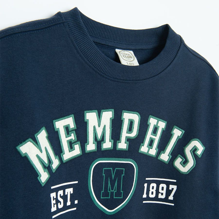 Μπλούζα μακρυμάνικη μπλε με στάμπα MEMPHIS