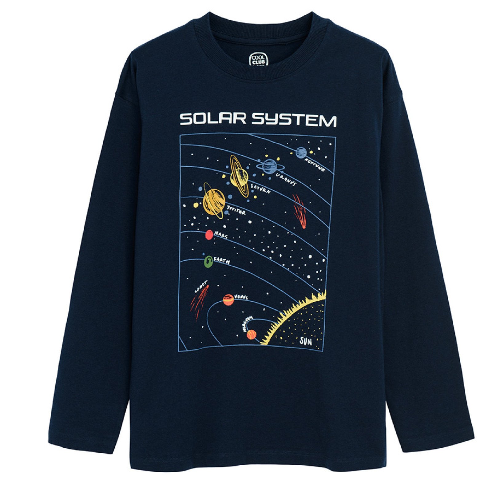Blue long sleeve 'Solar system' blouse