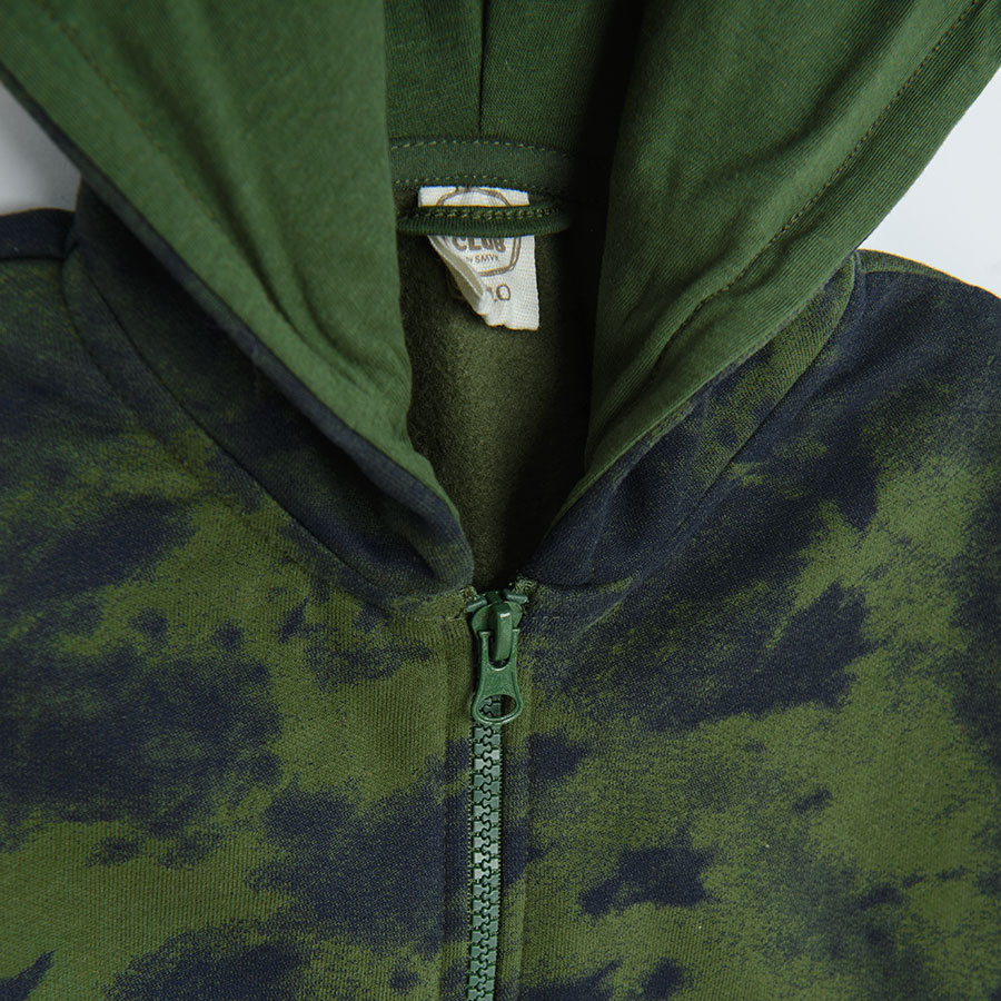 Green and black zip through hooded sweatshirt