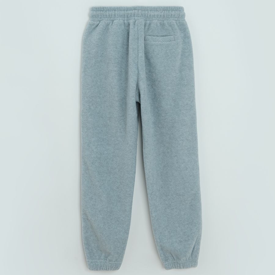 Φόρμα γκρι fleece με λάστιχο και κορδόνι